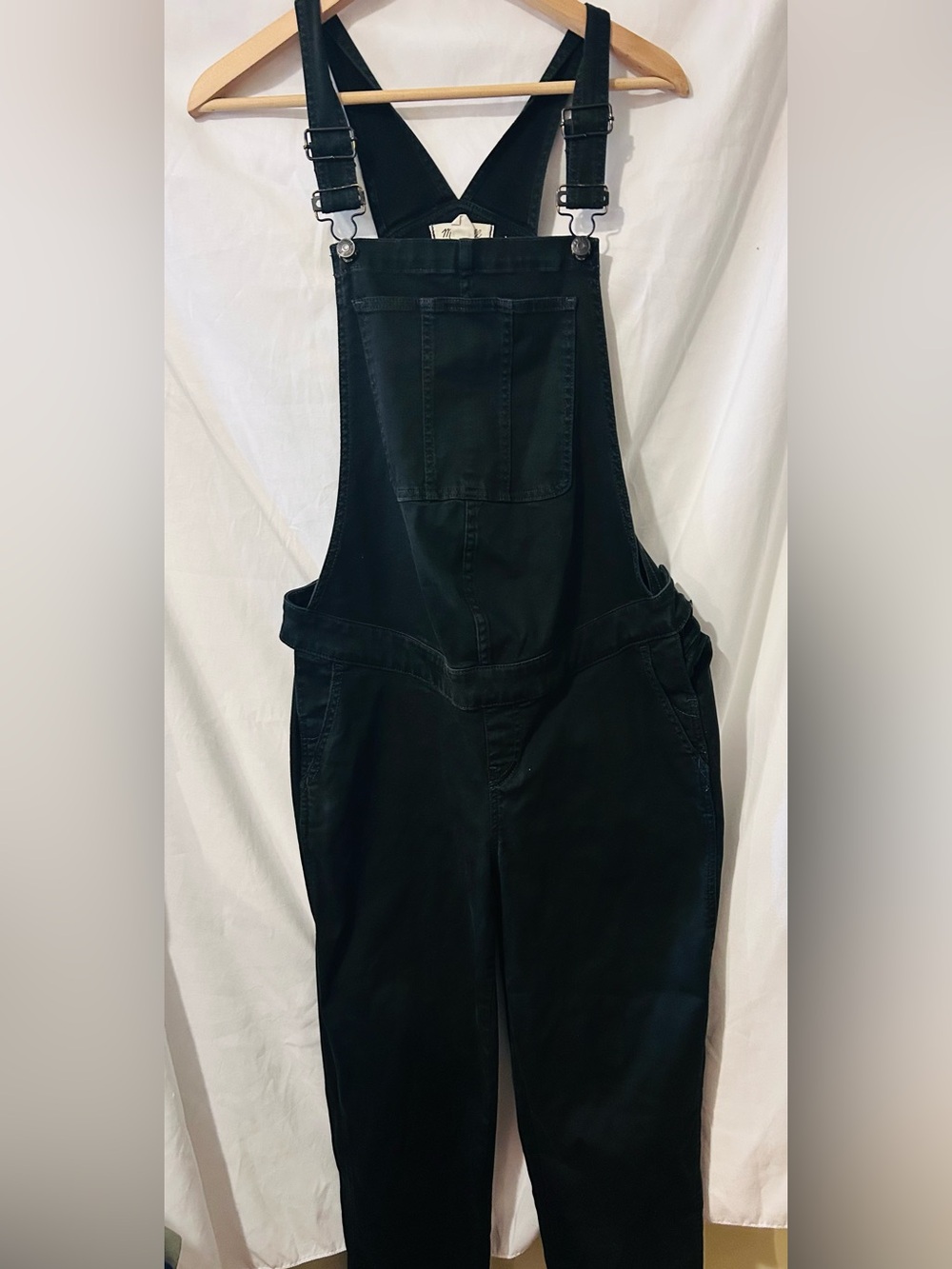 Madewell Lunar Black Women's Denim Overalls Large Classic Straight Leg